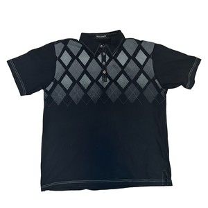 Men’s Polo Argyle Black Size XL  Michael Brandon